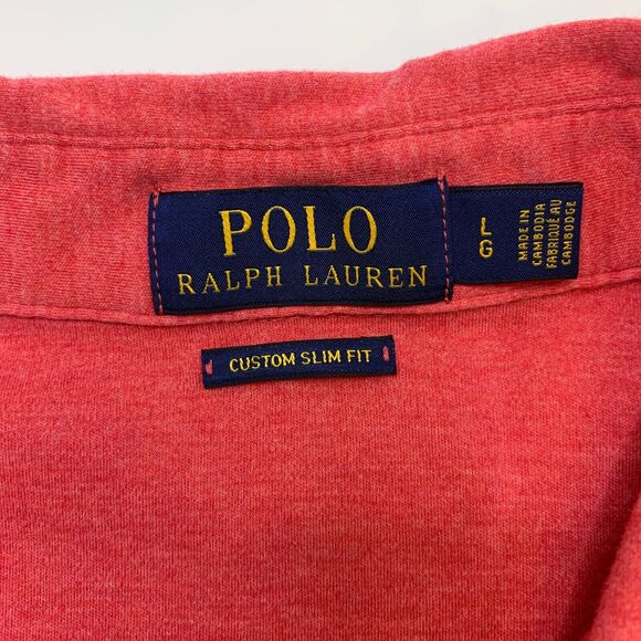 Polo Ralph Lauren Shirt Mens L Large Coral Custom SLIM Fit Cotton Collared *READ - Picture 5 of 10
